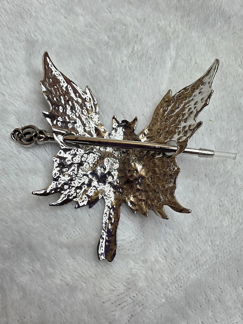 Silver Fairy Wing Hair Pin  Slide